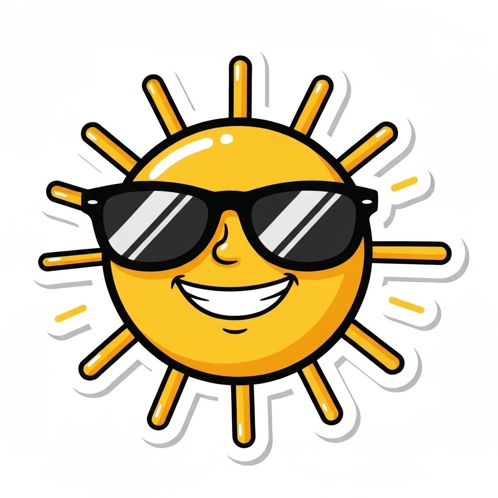 A smiling sun with sunglasses